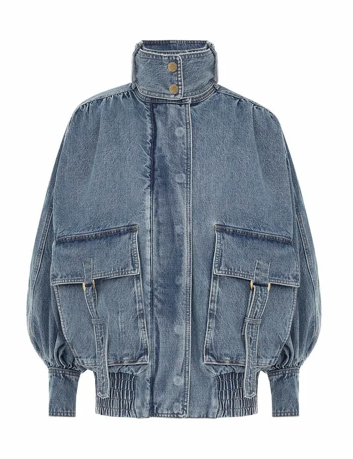 Women Jackets and Coats Zimmermann Illustration Denim Jacket Neptune