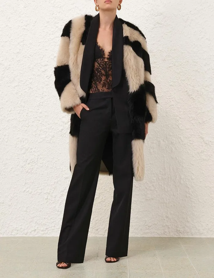 Women Jackets and Coats Zimmermann Illustration Swirl Coat Blackcream