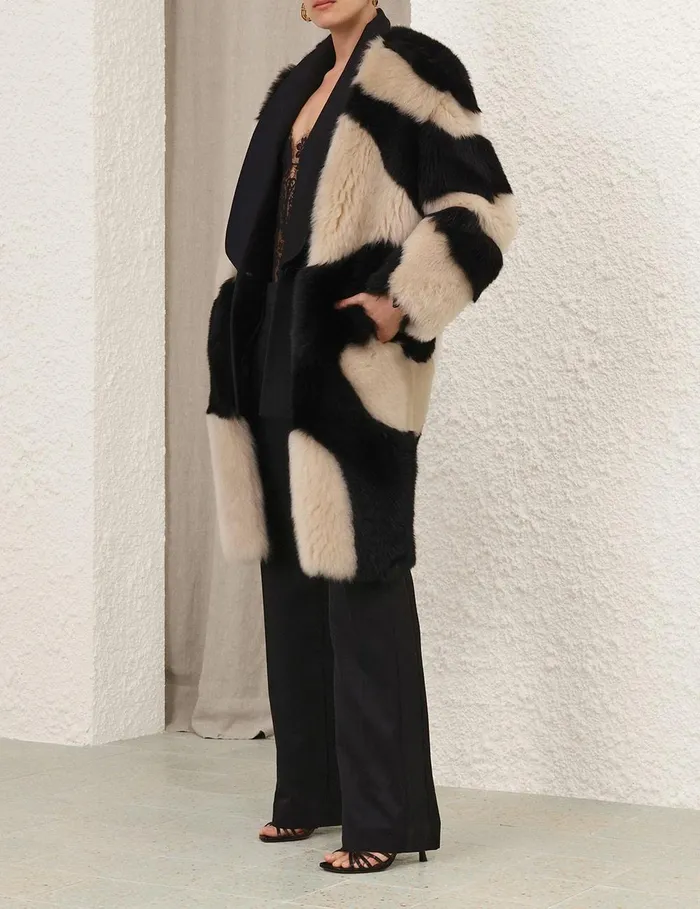 Women Jackets and Coats Zimmermann Illustration Swirl Coat Blackcream