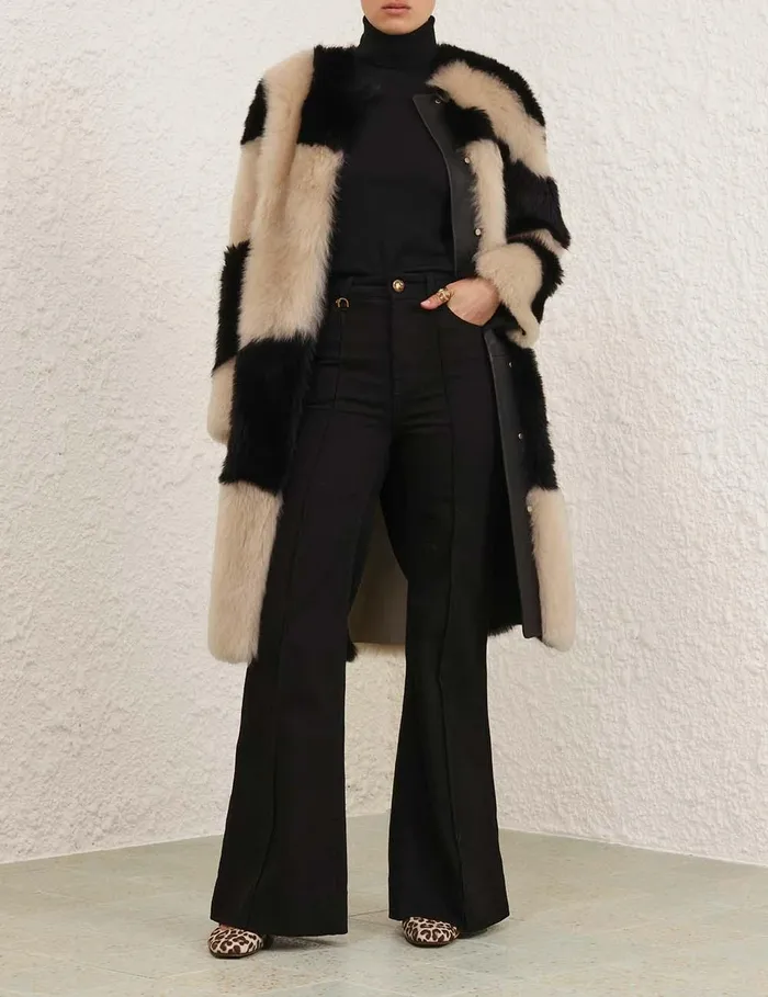 Women Jackets and Coats Zimmermann Illustration Swirl Coat Blackcream