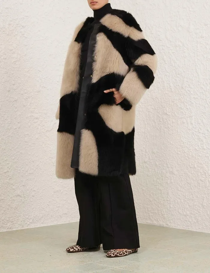 Women Jackets and Coats Zimmermann Illustration Swirl Coat Blackcream