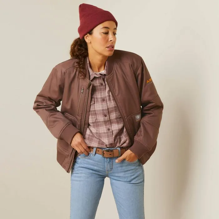 Women Jackets and Vests Ariat Rebar DuraCanvas Bomber Jacket Peppercorn