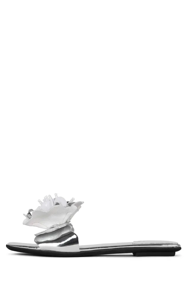 Women Jeffrey Campbell Flat BLOOMSDAY Silver White Combo