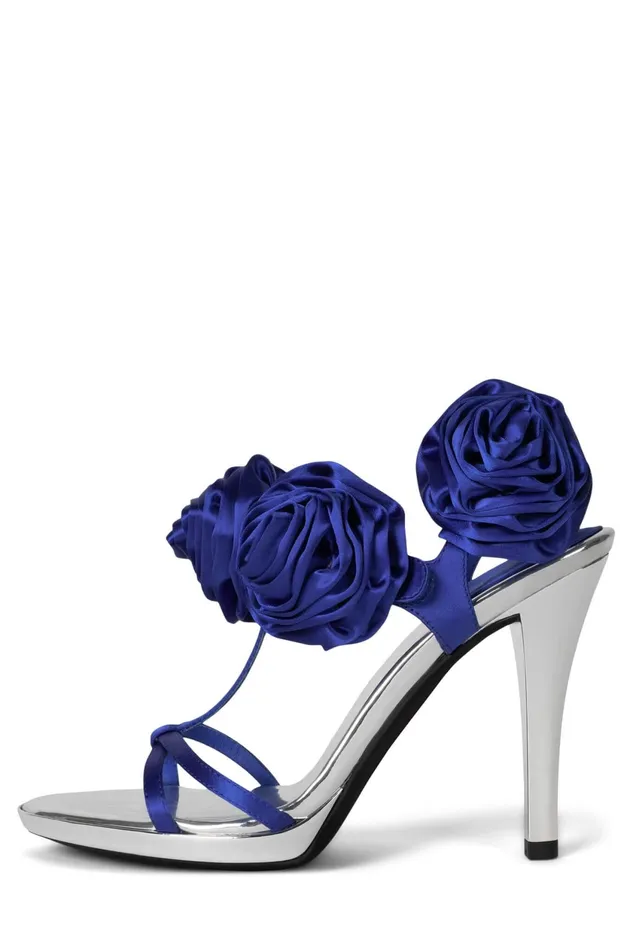 Women Jeffrey Campbell Heel CAMELLIA Blue Silver