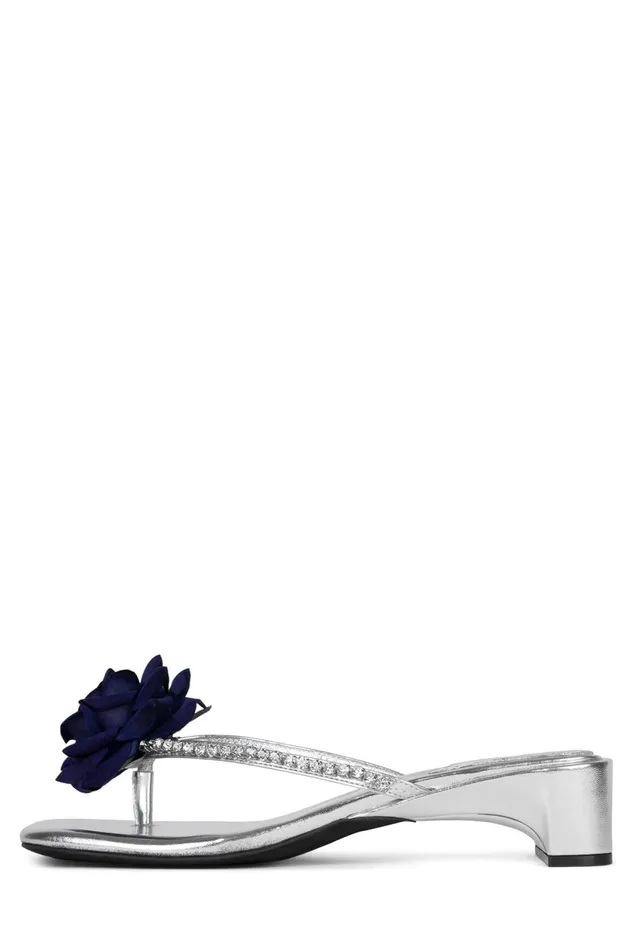 Women Jeffrey Campbell Heel PRIMROSE Silver Navy
