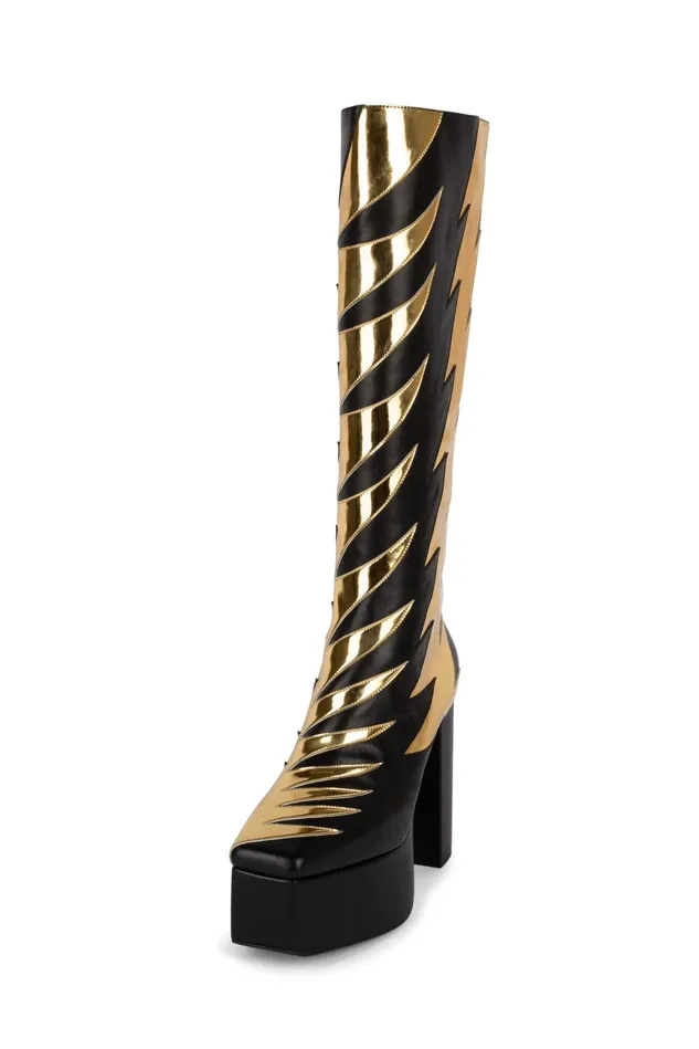 Women Jeffrey Campbell Knee To Thigh KISSTHIS Black Gold