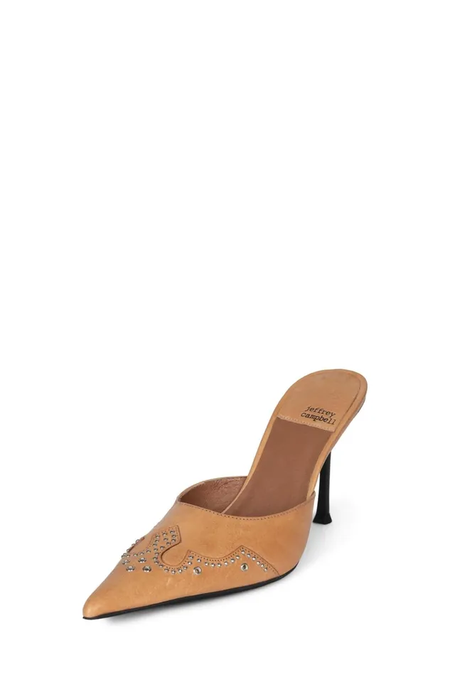 Women Jeffrey Campbell Mule BITEME Natural Brush Silver