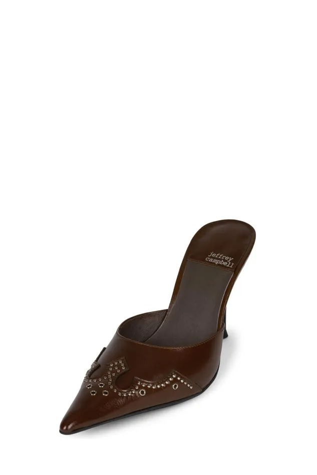 Women Jeffrey Campbell Mule BITEME Natural Brush Silver