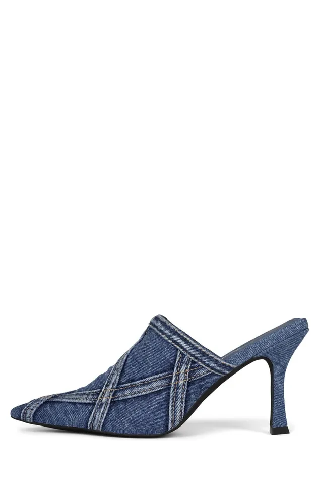 Women Jeffrey Campbell Mule SIDEEYEJ2 Blue Denim Combo