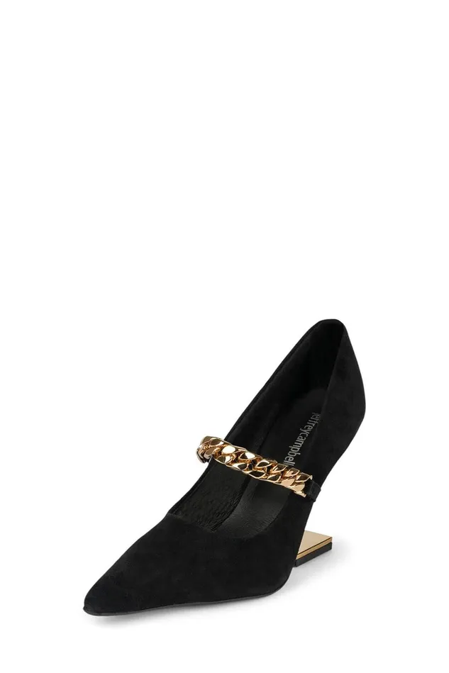 Women Jeffrey Campbell Pump HALFPAST Black Suede Gold