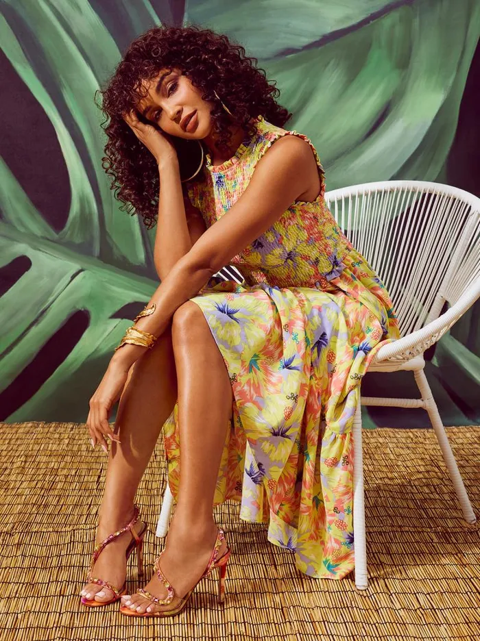 Women Jessica Simpson Dresses Mira Tiered Ruffle Maxi Dress In Candy Hibiscus