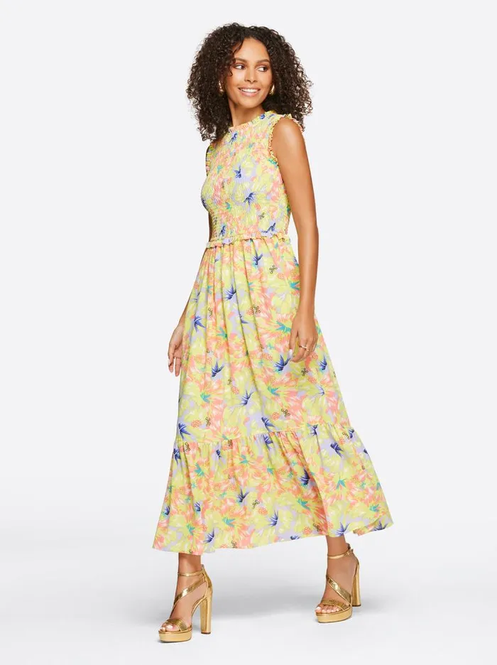 Women Jessica Simpson Dresses Mira Tiered Ruffle Maxi Dress In Candy Hibiscus