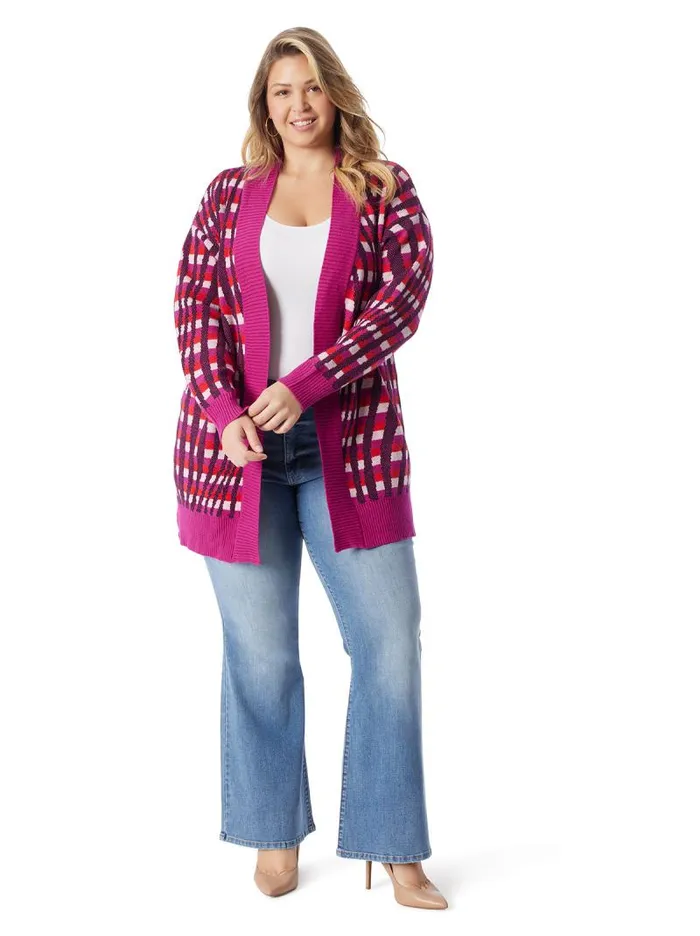 Women Jessica Simpson Jackets Blazers and Kimonos Open Front Cardigan In Festive Swirl Women Jessica Simpson Jackets Blazers and Kimonos Open Front Cardigan In Festive Swirl