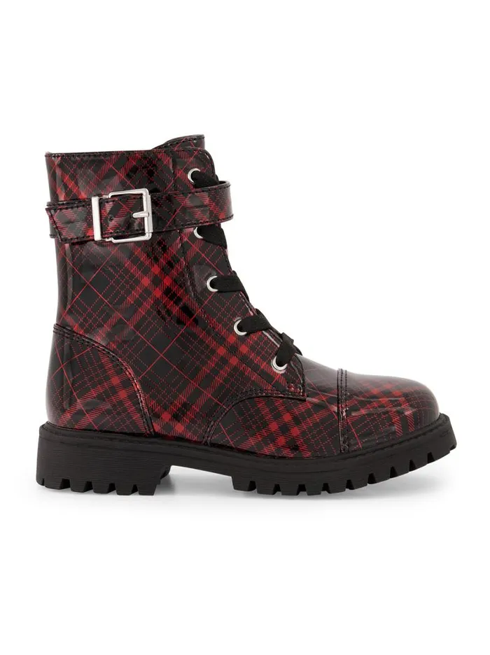 Women Jessica Simpson Kids Girls039 Daria Moto Boot With Buckle In Black Plaid Women Jessica Simpson Kids Girls039 Daria Moto Boot With Buckle In Black Plaid