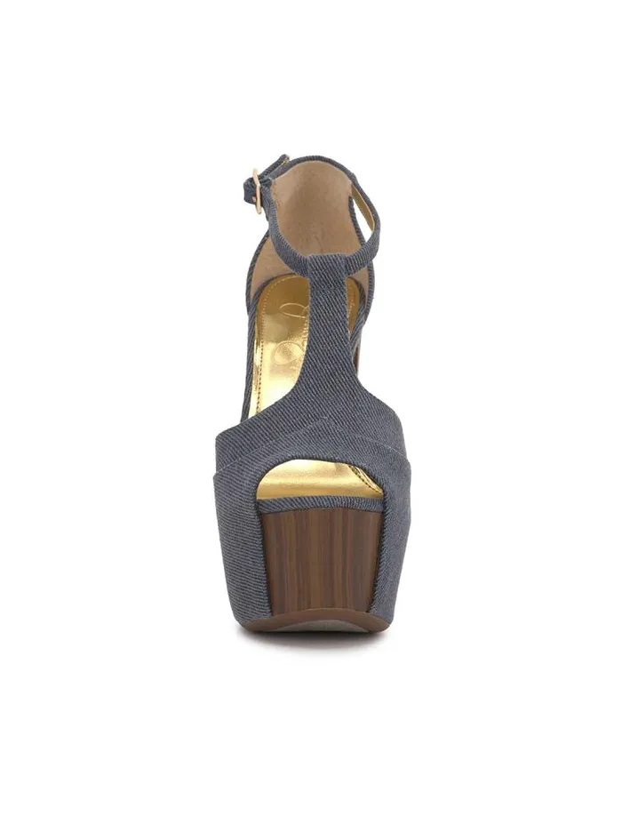 Women Jessica Simpson Platforms Dany TStrap Platform Sandal In Denim