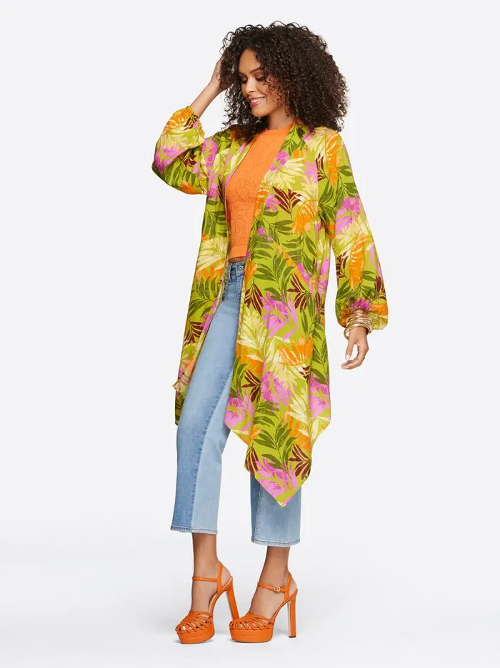 Women Jessica Simpson Tops and Tees Agnette Kimono In Tahitian Ferns