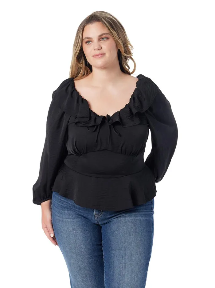 Women Jessica Simpson Tops and Tees Aki Blouse In Anthracite