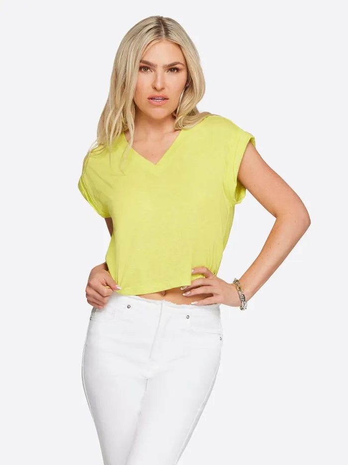 Women Jessica Simpson Tops and Tees Hester Crop Tee In Limeade