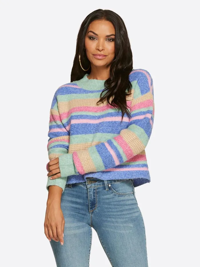 Women Jessica Simpson Tops and Tees Portia Sweater In Desert Rose Stripe