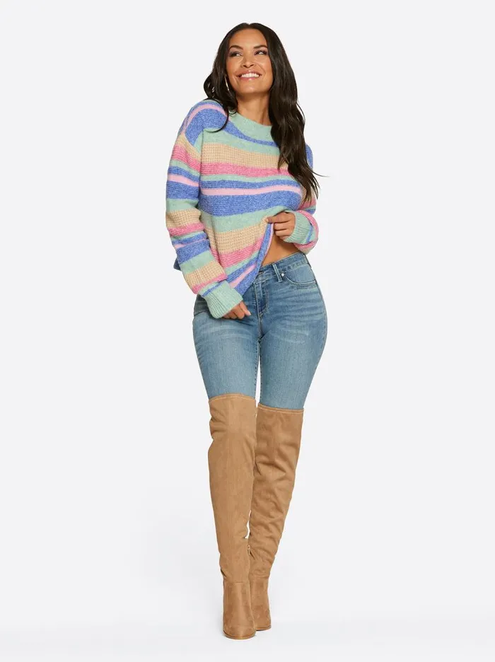 Women Jessica Simpson Tops and Tees Portia Sweater In Desert Rose Stripe