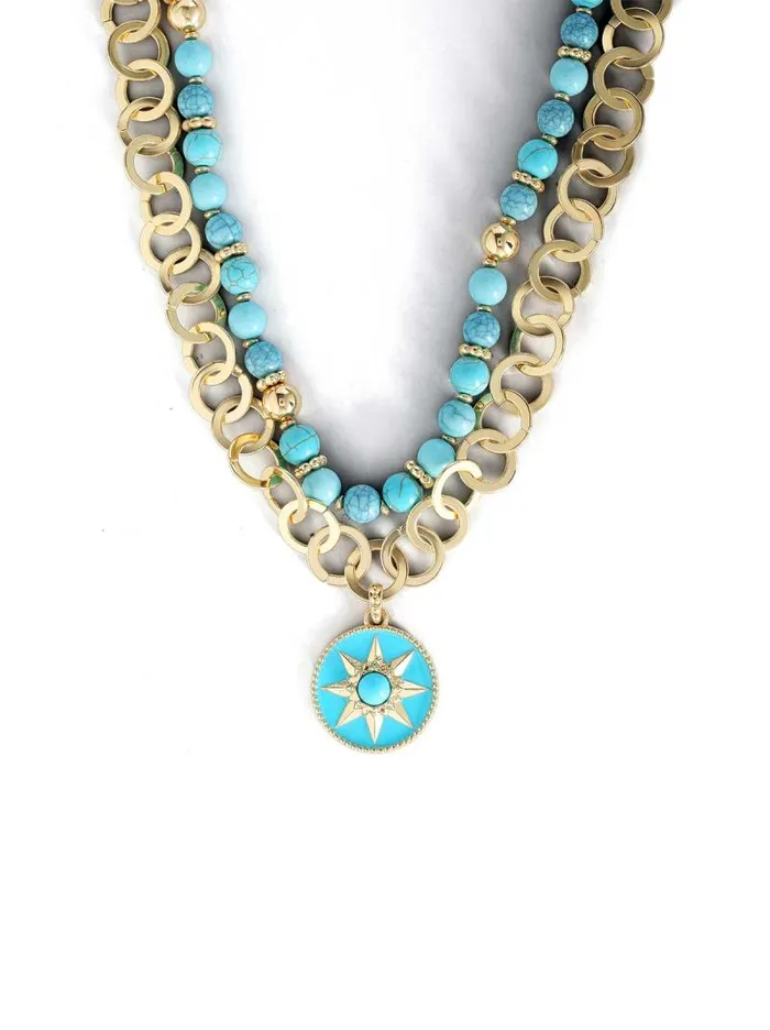 Women Jessica Simpson Turquoise Collection Layered Necklace With Turquoise Beads Women Jessica Simpson Turquoise Collection Layered Necklace With Turquoise Beads