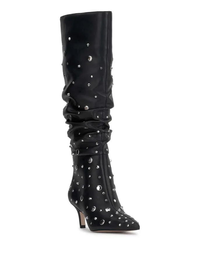 Women Jessica Simpson Wide Naevy Slouch Boot In Black Studs