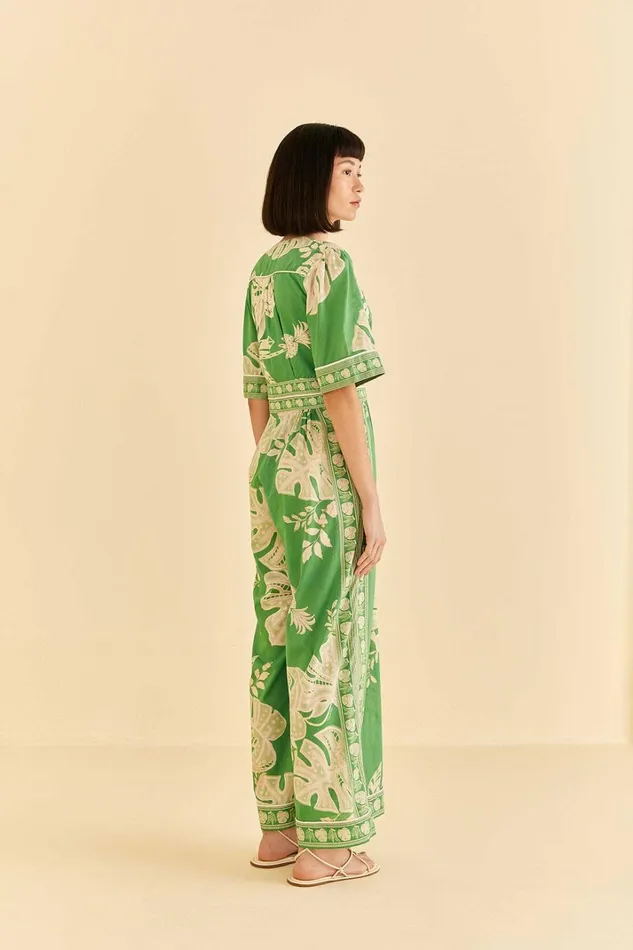Women Jumpsuits Farm Rio Green Lace Monsteras Jumpsuit