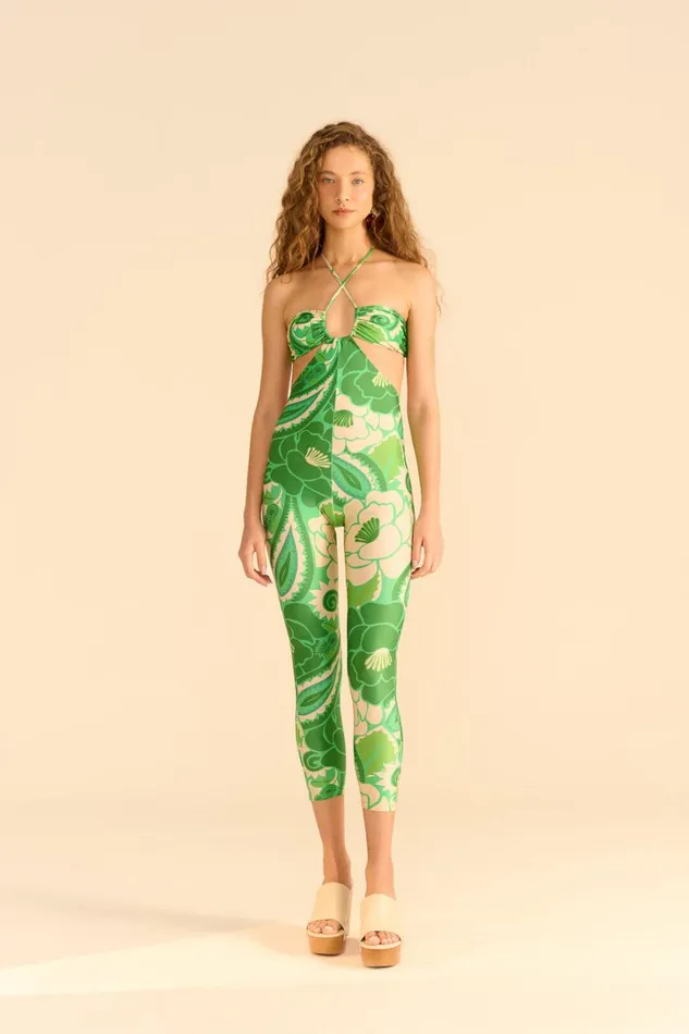 Women Jumpsuits Farm Rio Tropical Groove Lycra Jumpsuit