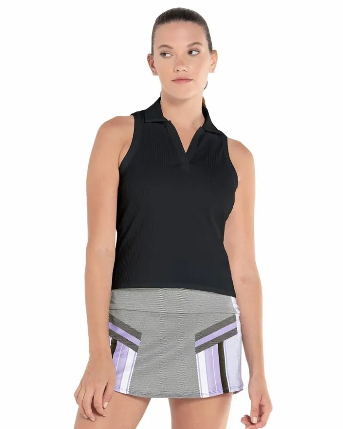 Women KSwiss TShirts and Tops SLEEVELESS RIB POLO Black
