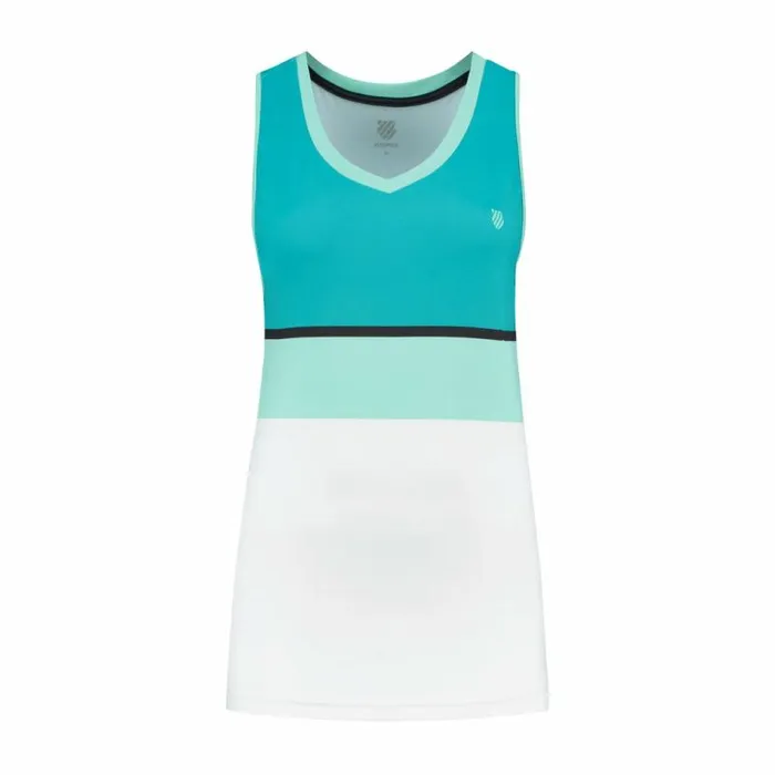 Women KSwiss Tennis WOMENS HYPERCOURT STRIPE TOP Aruba Blue Algiers Blue White