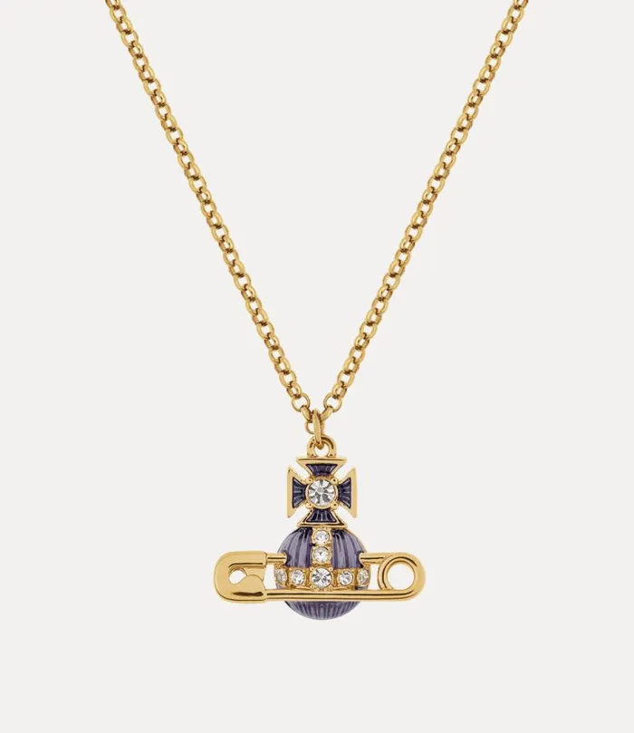Women Kitty Pendant Necklace Goldcrystalcrystalviolettransparentenamel Vivienne Westwood Necklaces