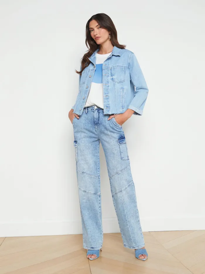 Women L039Agence Blazers and Jackets New Ailana Maui Moon Jean Jacket Cove