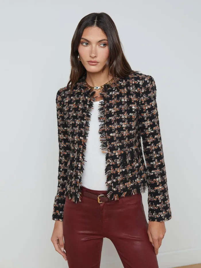 Women L039Agence Blazers and Jackets New Angelina Tweed Jacket Black Multi Tweed Women L039Agence Blazers and Jackets New Angelina Tweed Jacket Black Multi Tweed