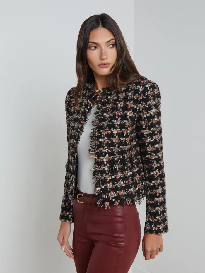 Women L039Agence Blazers and Jackets New Angelina Tweed Jacket Black Multi Tweed Women L039Agence Blazers and Jackets New Angelina Tweed Jacket Black Multi Tweed