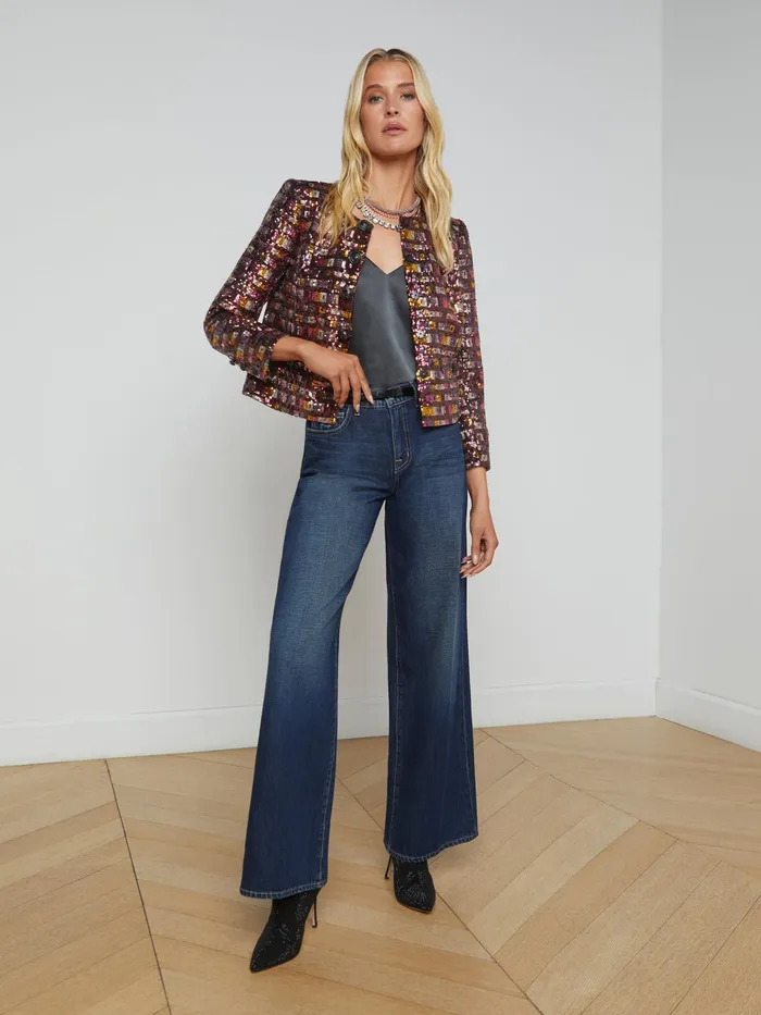 Women L039Agence Blazers and Jackets New Caprina Sequin Jacket Wisteriadesert Clay Sequin Stripe Women L039Agence Blazers and Jackets New Caprina Sequin Jacket Wisteriadesert Clay Sequin Stripe