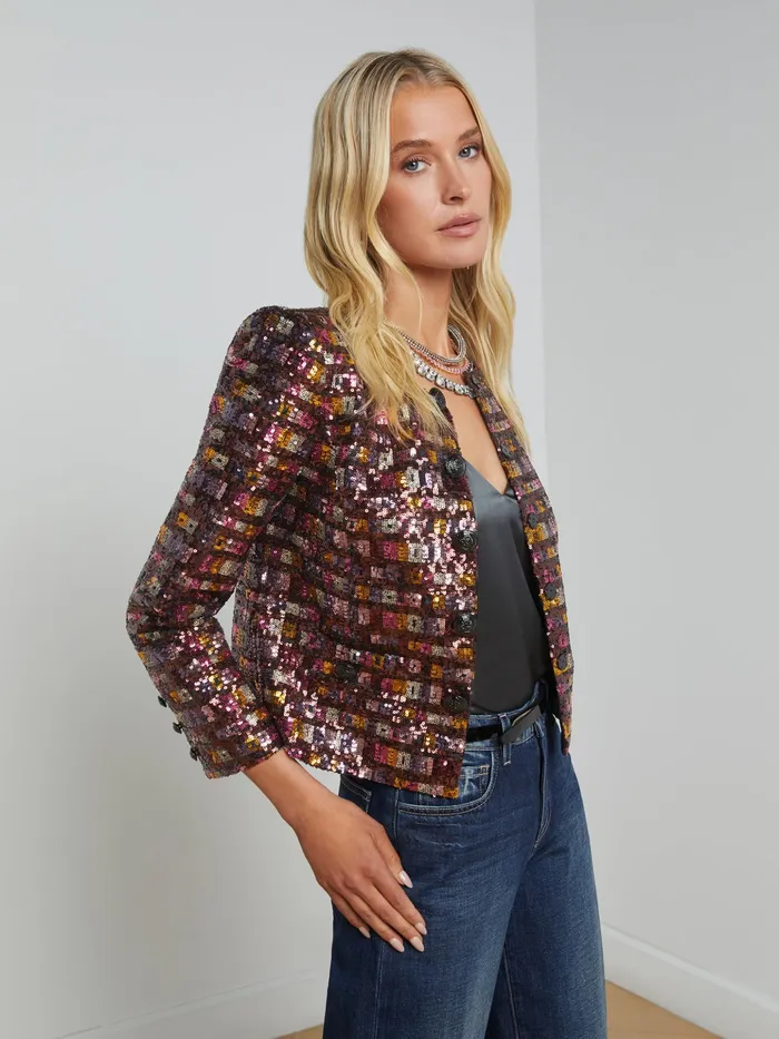 Women L039Agence Blazers and Jackets New Caprina Sequin Jacket Wisteriadesert Clay Sequin Stripe Women L039Agence Blazers and Jackets New Caprina Sequin Jacket Wisteriadesert Clay Sequin Stripe