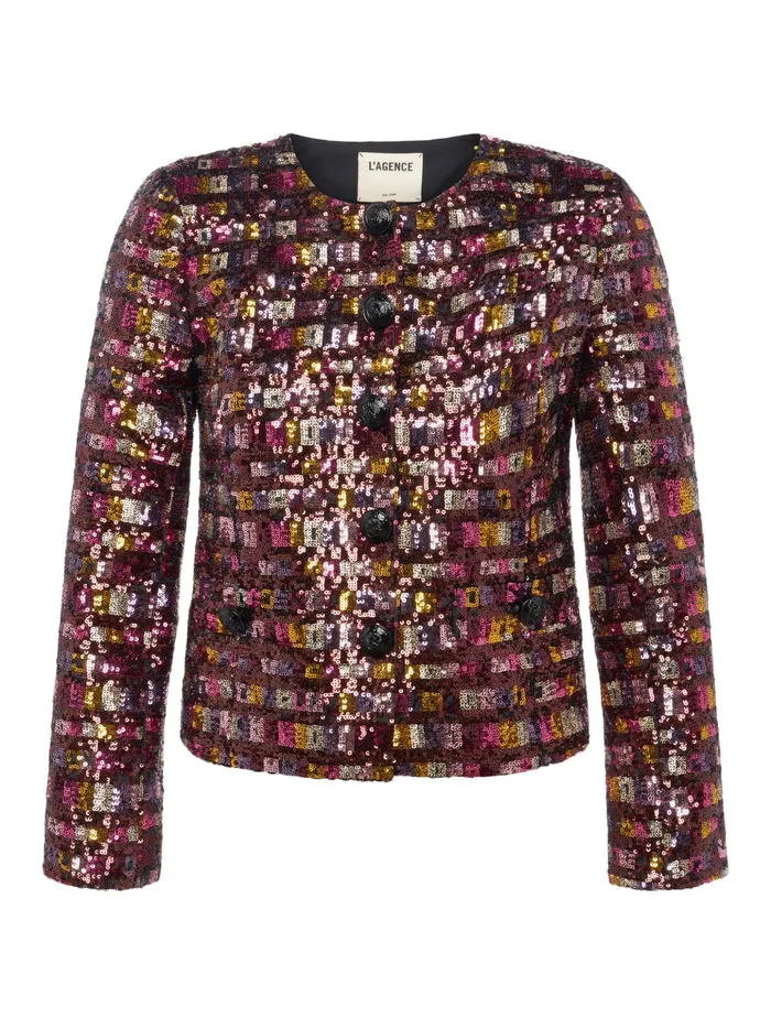 Women L039Agence Blazers and Jackets New Caprina Sequin Jacket Wisteriadesert Clay Sequin Stripe Women L039Agence Blazers and Jackets New Caprina Sequin Jacket Wisteriadesert Clay Sequin Stripe