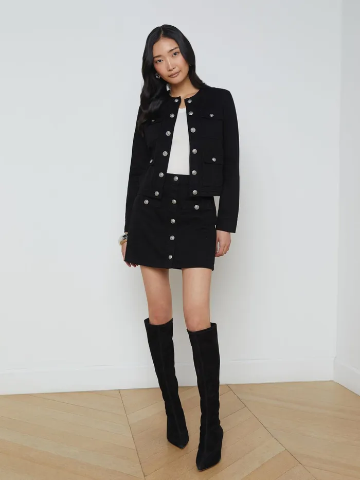 Women L039Agence Blazers and Jackets New Yari Denim Jacket Noir Women L039Agence Blazers and Jackets New Yari Denim Jacket Noir