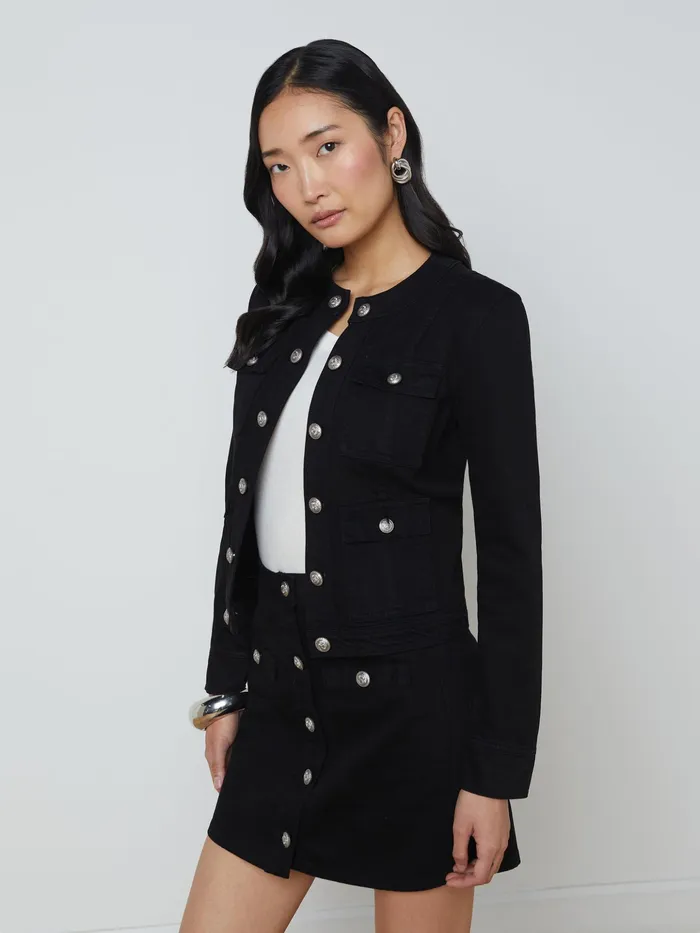 Women L039Agence Blazers and Jackets New Yari Denim Jacket Noir Women L039Agence Blazers and Jackets New Yari Denim Jacket Noir