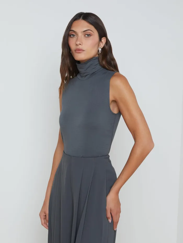 Women L039Agence Blouses and Tops Ceci Sleeveless Turtleneck Dark Shadow Women L039Agence Blouses and Tops Ceci Sleeveless Turtleneck Dark Shadow