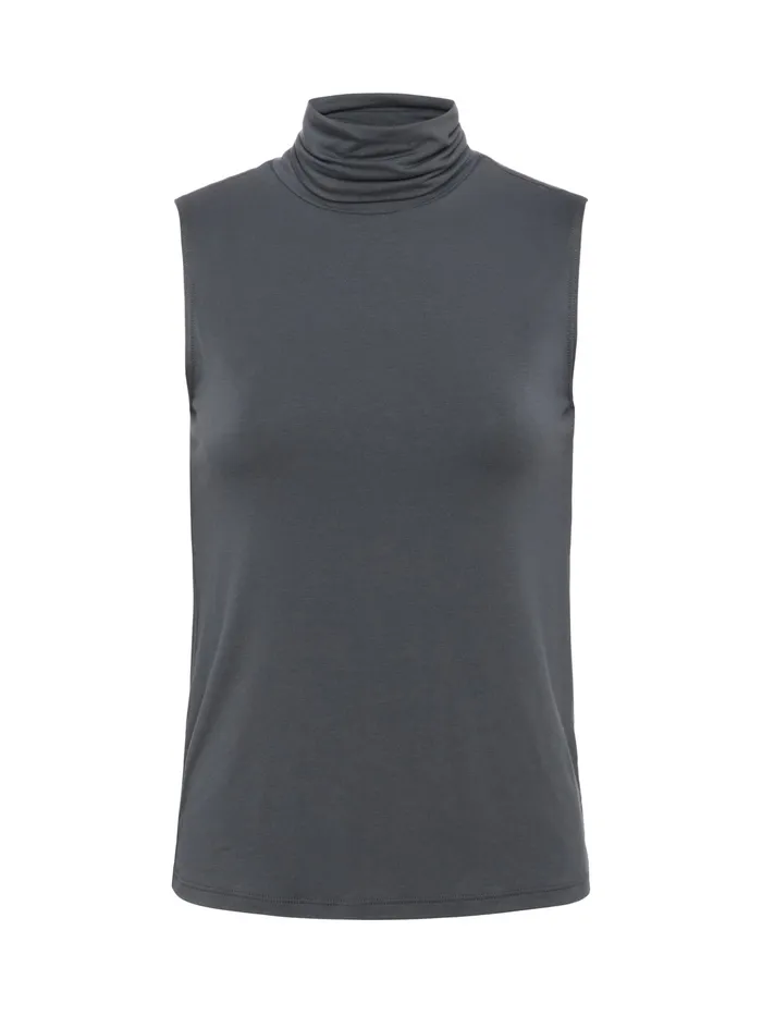 Women L039Agence Blouses and Tops Ceci Sleeveless Turtleneck Dark Shadow Women L039Agence Blouses and Tops Ceci Sleeveless Turtleneck Dark Shadow