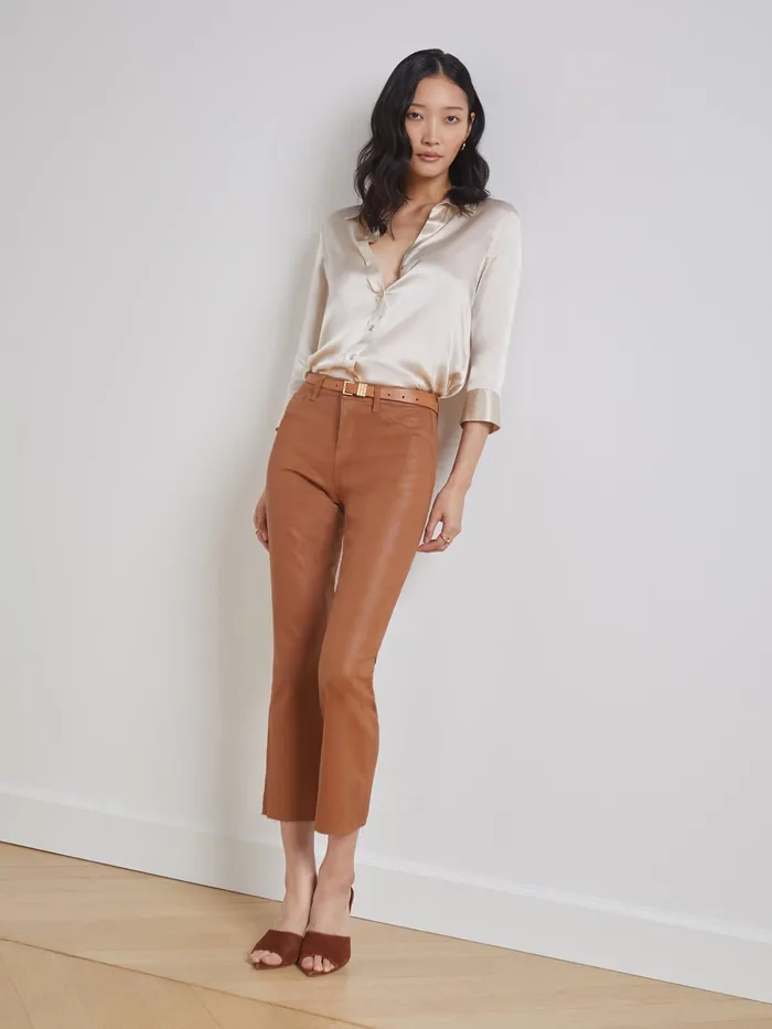 Women L039Agence Blouses and Tops Dani Silk Blouse Champagne Women L039Agence Blouses and Tops Dani Silk Blouse Champagne