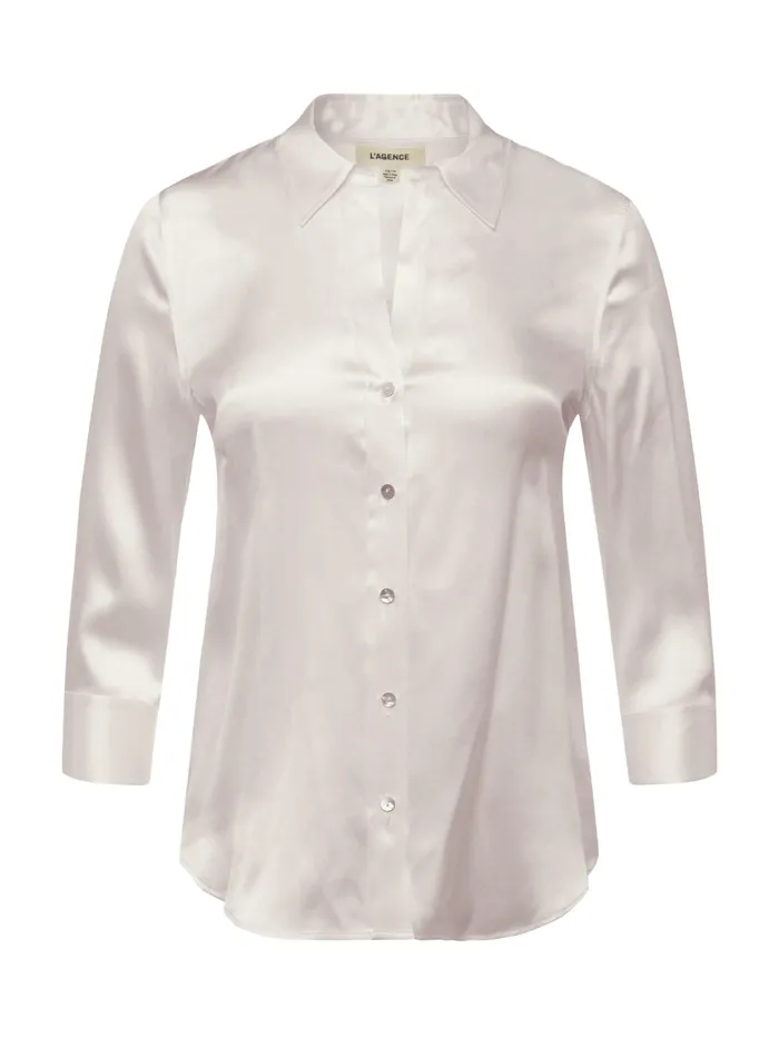 Women L039Agence Blouses and Tops Dani Silk Blouse Champagne Women L039Agence Blouses and Tops Dani Silk Blouse Champagne