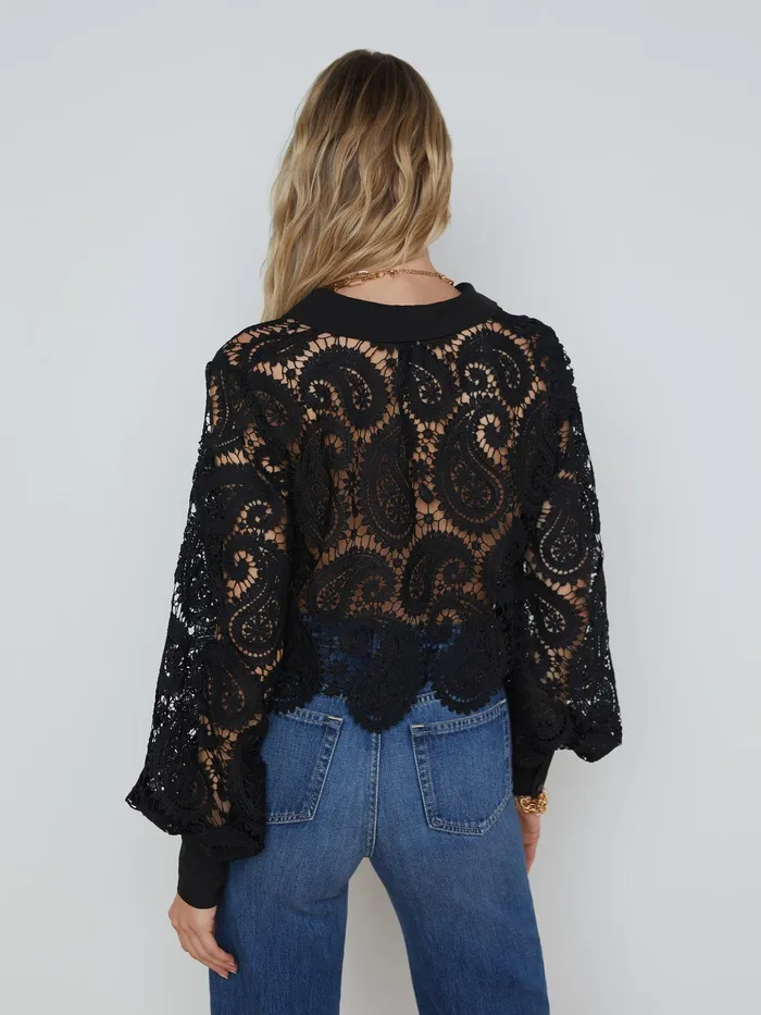 Women L039Agence Blouses and Tops Odelia Lace Blouse Black Women L039Agence Blouses and Tops Odelia Lace Blouse Black