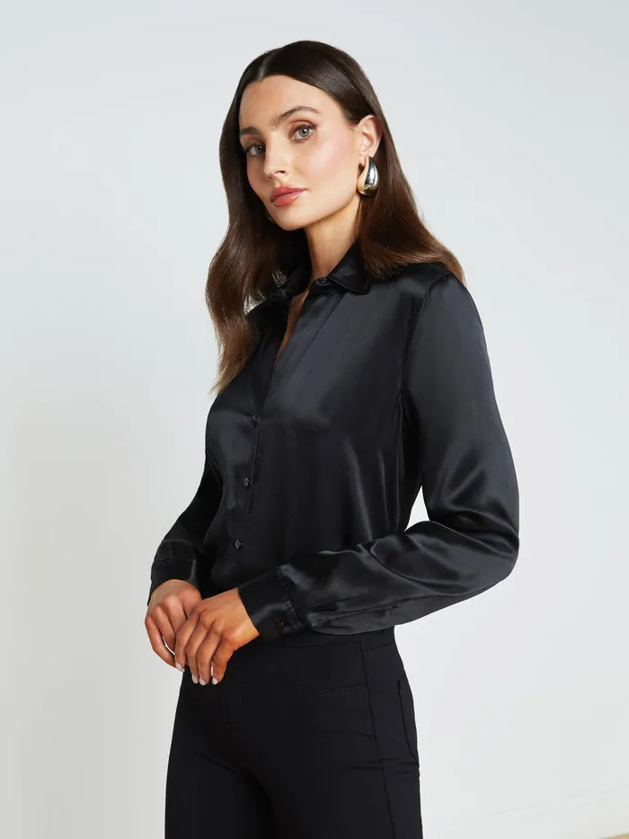 Women L039Agence Blouses and Tops Tyler Silk Blouse Black Women L039Agence Blouses and Tops Tyler Silk Blouse Black