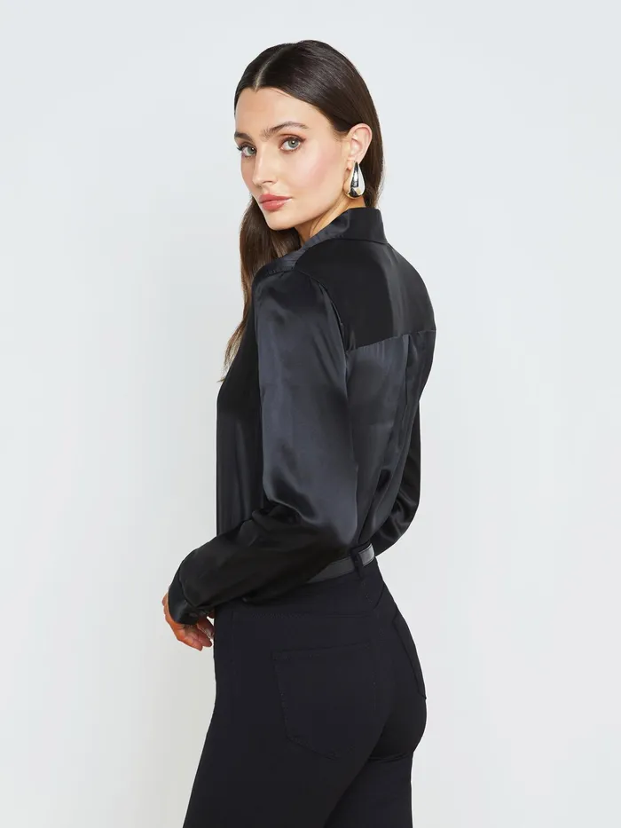 Women L039Agence Blouses and Tops Tyler Silk Blouse Black Women L039Agence Blouses and Tops Tyler Silk Blouse Black