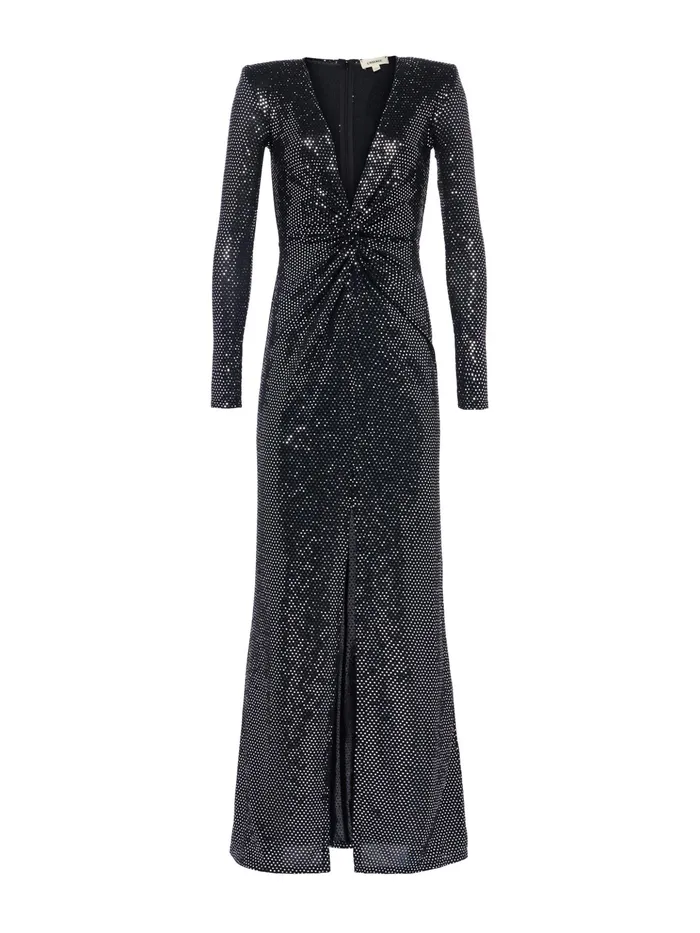 Women L039Agence Dresses and Jumpsuits Rosetta Sequin TwistFront Dress Blacksilver Women L039Agence Dresses and Jumpsuits Rosetta Sequin TwistFront Dress Blacksilver
