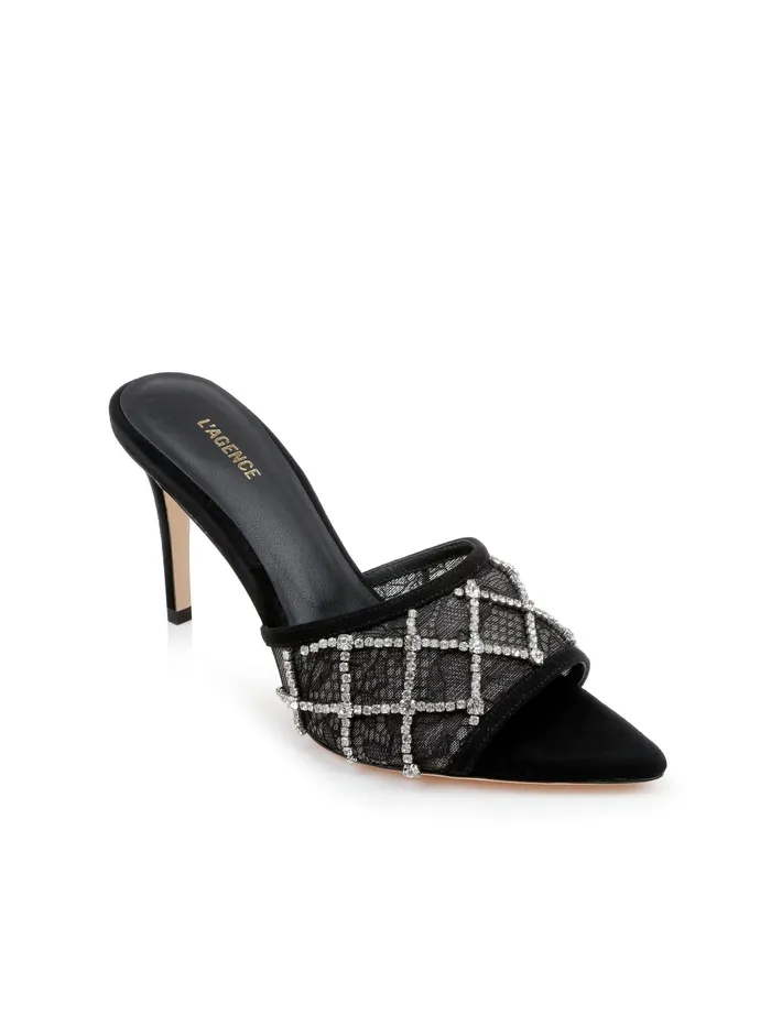 Women L039Agence Heels Fernande Embellished Sandal Black Lacecrystal Women L039Agence Heels Fernande Embellished Sandal Black Lacecrystal