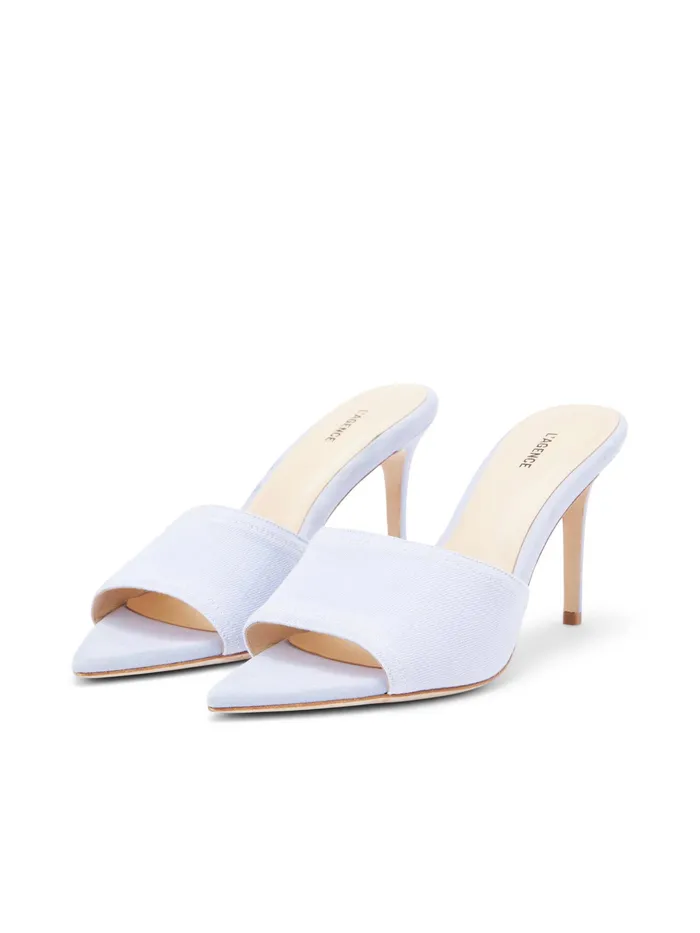 Women L039Agence Heels Lolita Open Toe Mule Lilac Denim Women L039Agence Heels Lolita Open Toe Mule Lilac Denim