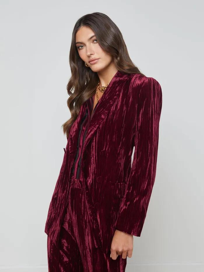 Women L039Agence Matching Sets Aimee Velvet Blazer Dark Port Velvet Women L039Agence Matching Sets Aimee Velvet Blazer Dark Port Velvet